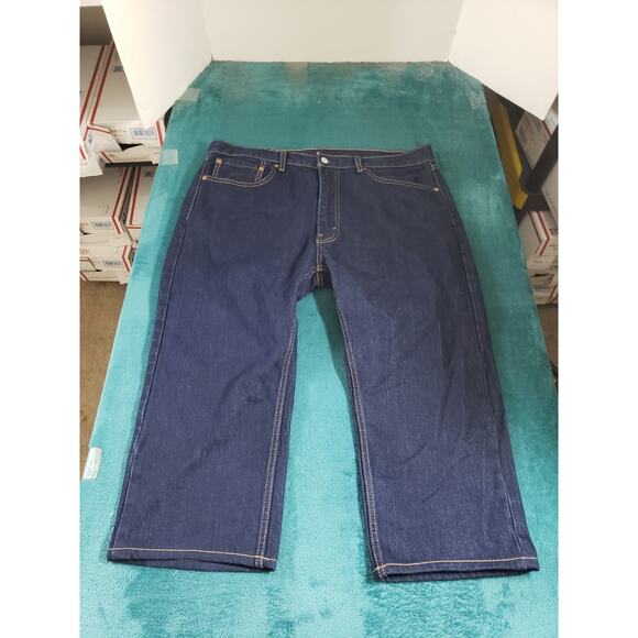 Levis 505 Jeans Size 38x21 Mens Blue Pants Red Tab Denim Relaxed Straight Hemmed - Picture 2 of 14